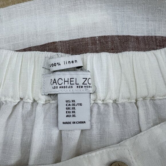 Rachel‎ Zoe Size XL 100% Linen Pastel Striped Button Front Midi Wrap Skirt - Picture 8 of 9